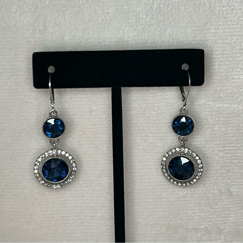 Monet Silver and Blue Drop Earrings